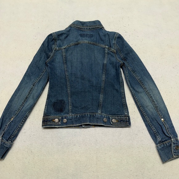 Juicy Couture Jeans Glamorous USA Women's Denim Heart Moto Jacket Y2K Size Small - Picture 12 of 16